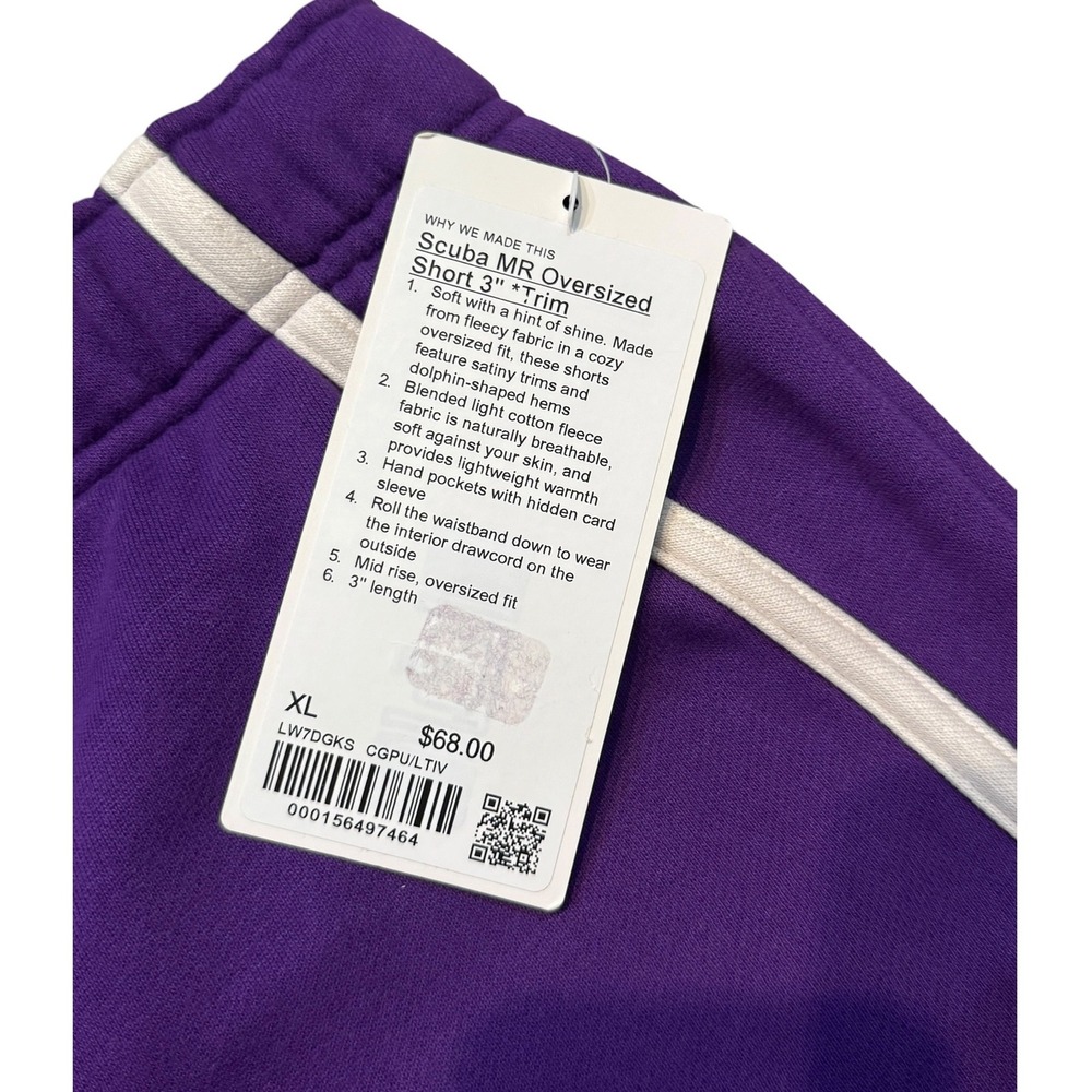 Lululemon Scuba Mid-Rise Oversized Short 3" Trim College Purple XL LW7DGKS NWT - Picture 4 of 6